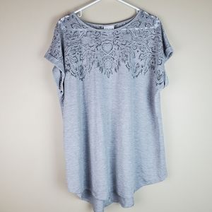 Ava & Viv Gray Short Sleeve Lace Top - Size 2X